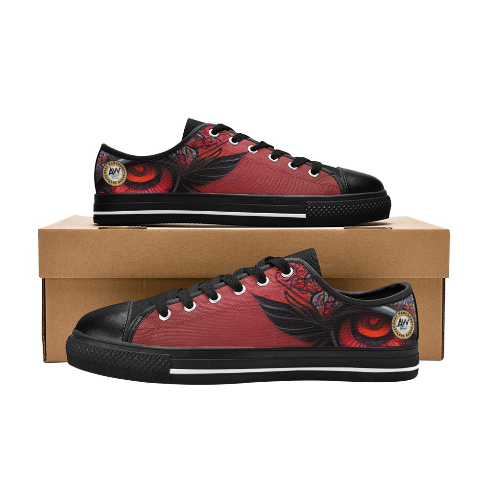 red eye Women's Classic Canvas Shoes (Model 018)