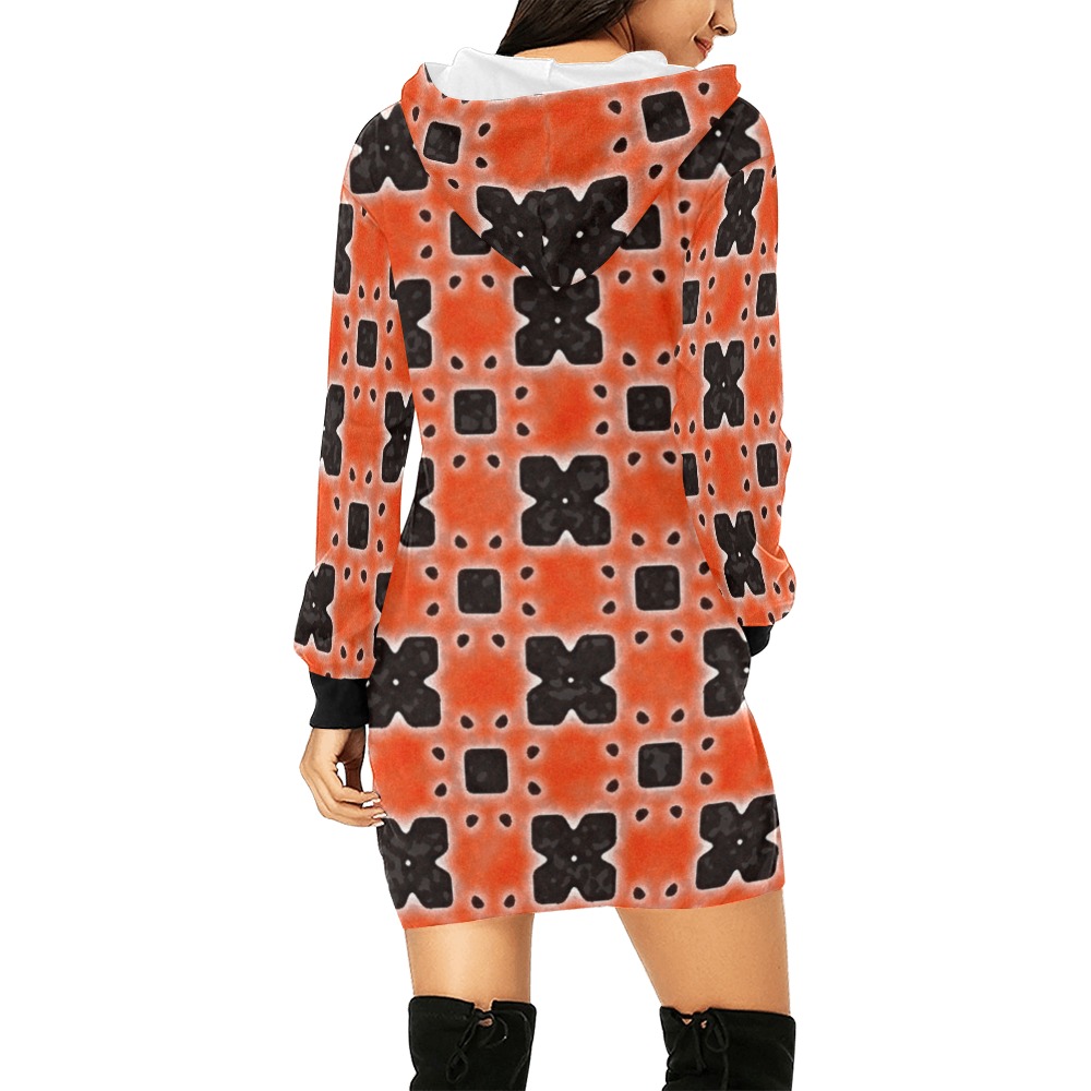 Arabesque All Over Print Hoodie Mini Dress (Model H27)