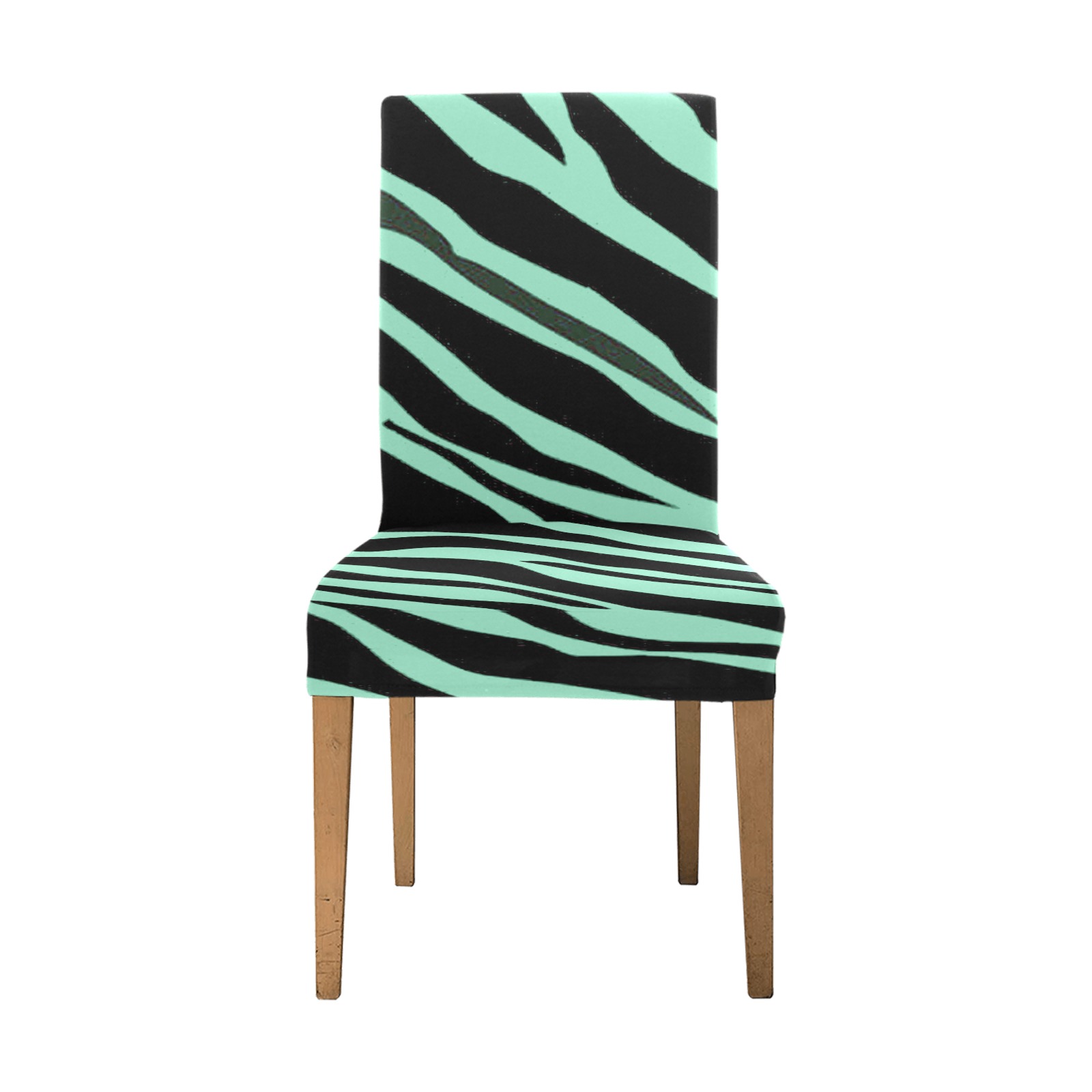 Mint Green Zebra Stripes Removable Dining Chair Cover