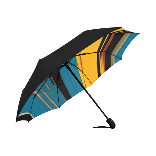 Black Turquoise And Orange Go! Abstract Art Anti-UV Auto-Foldable Umbrella (Underside Printing) (U06)