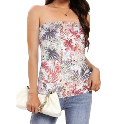 Tropical Jungle Squares R Women's Long Tube Top (Model T84)