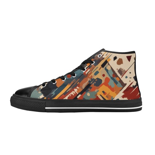 Attractive tribal abstract art of colorful shapes. Women's Classic High Top Canvas Shoes (Model 017)