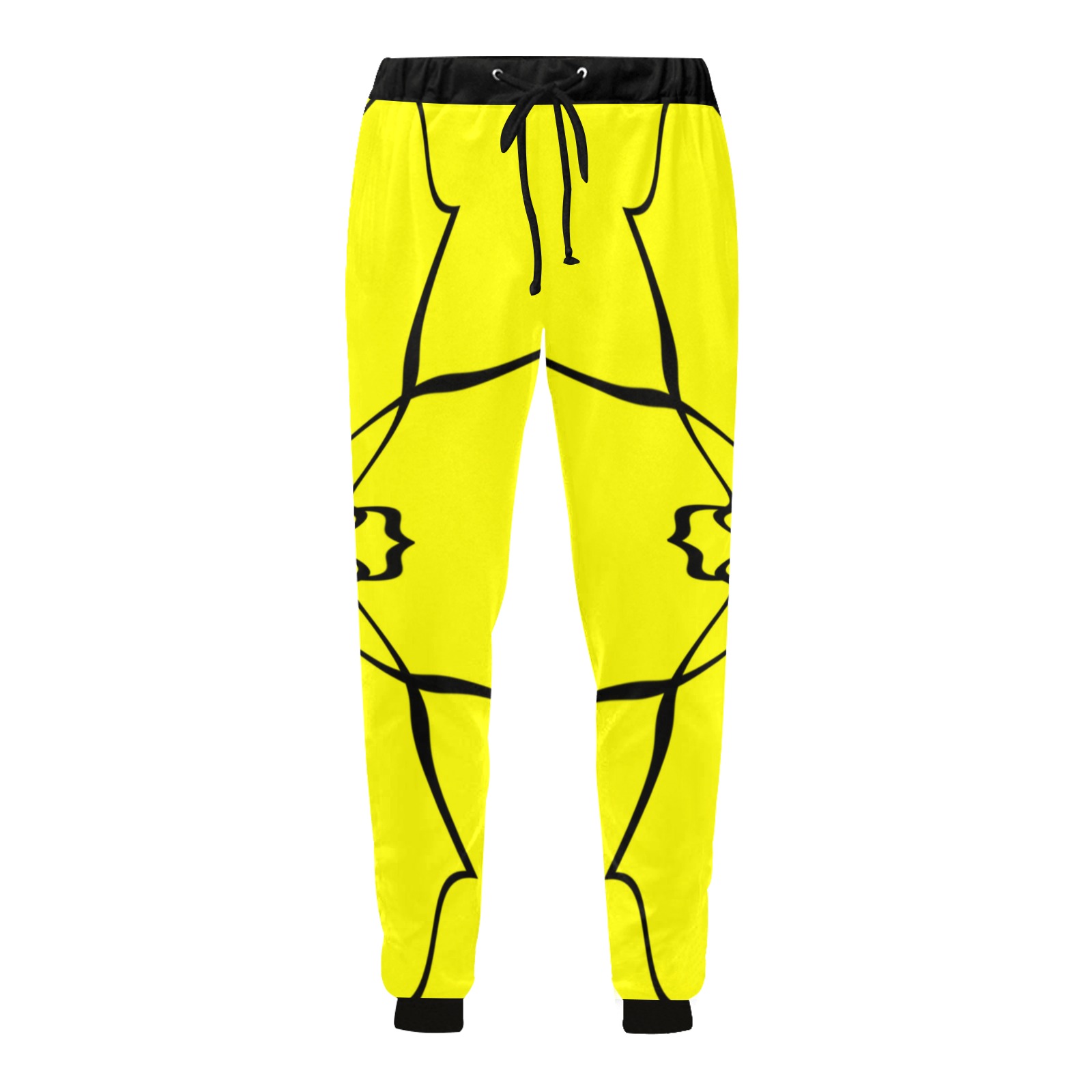 Black Interlocking Triangles2 Starred Yellow Unisex All Over Print Sweatpants (Model L11)