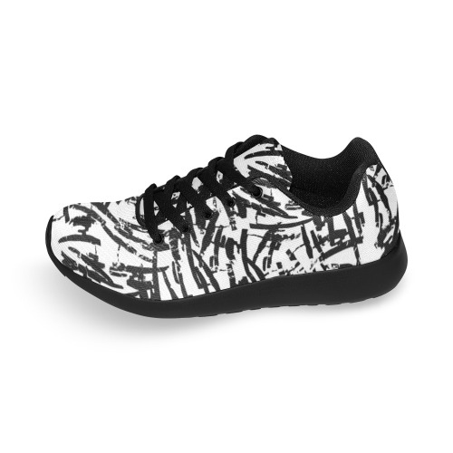 Brush Stroke Black and White Women’s Running Shoes (Model 020)