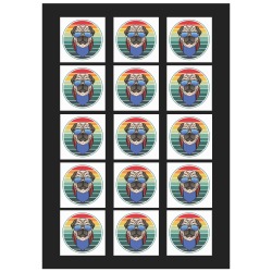 Retro Pug Personalized Temporary Tattoo (15 Pieces)