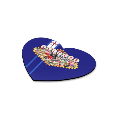 Las Vegas Icons Sign Gamblers Delight - Blue Heart-shaped Mousepad