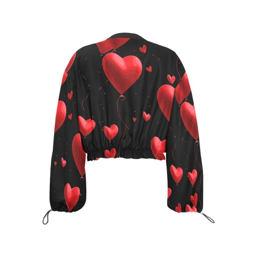 heart print Cropped Chiffon Jacket for Women (Model H30)