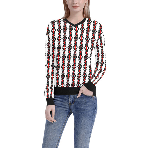 Twisted Queen Red Women's All Over Print V-Neck Sweater (Model H48)