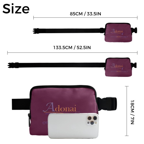 Adonai Belt Bag Burgundy Belt Bag (Model 1744)