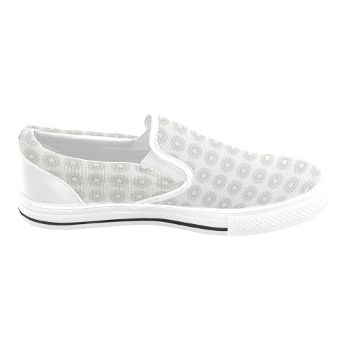 Little white floral fallen to the rural pattern Women's Unusual Slip-on Canvas Shoes (Model 019)