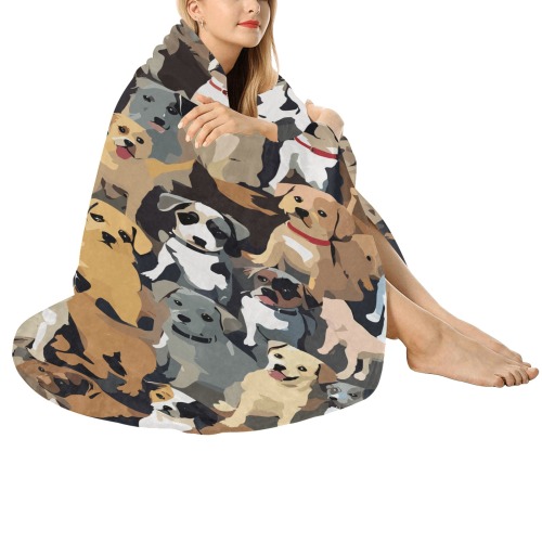 Abstract pattern of small funny dogs. Circular Ultra-Soft Micro Fleece Blanket 60"