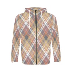 Diagonal Plaid All Over Print Full Zip Hoodie for Men (Model H14)