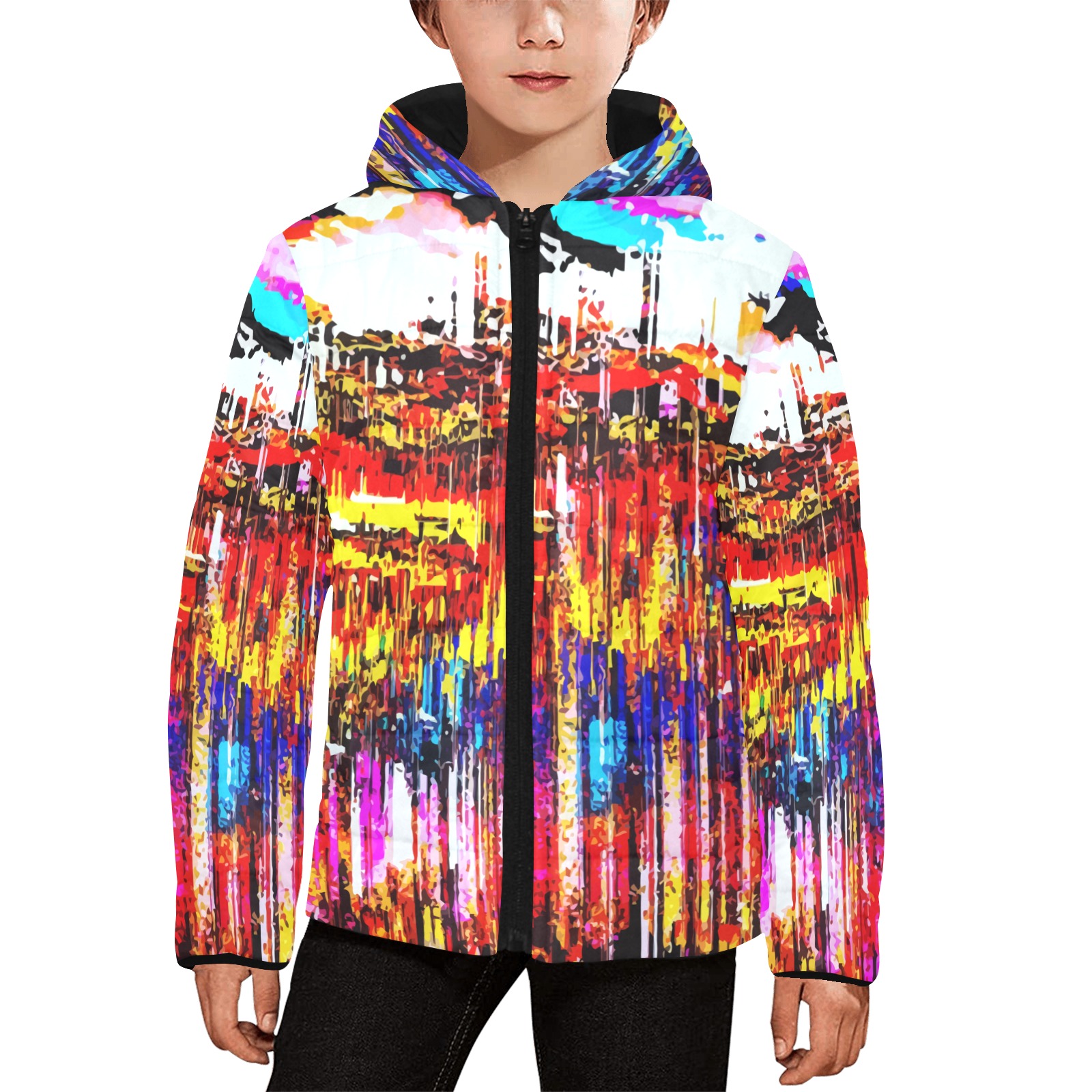 tintaliquida 2_vectorized Kids' Padded Hooded Jacket (Model H45)
