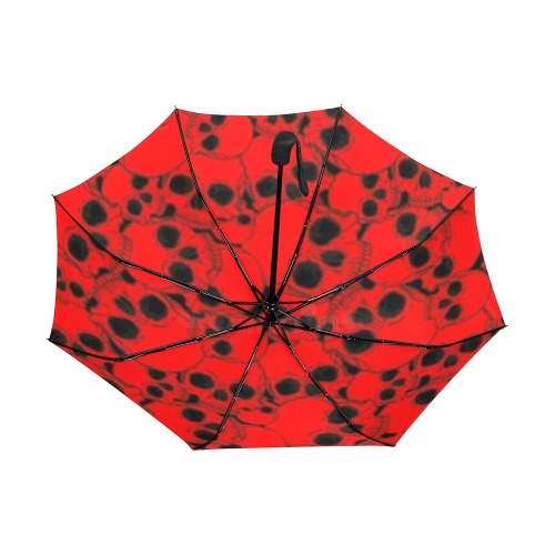 Red and Black  Skulls Anti-UV Auto-Foldable Umbrella (Underside Printing) (U06)
