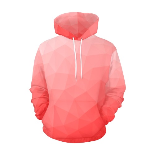 Red gradient geometric mesh pattern All Over Print Hoodie for Men (USA Size) (Model H13)