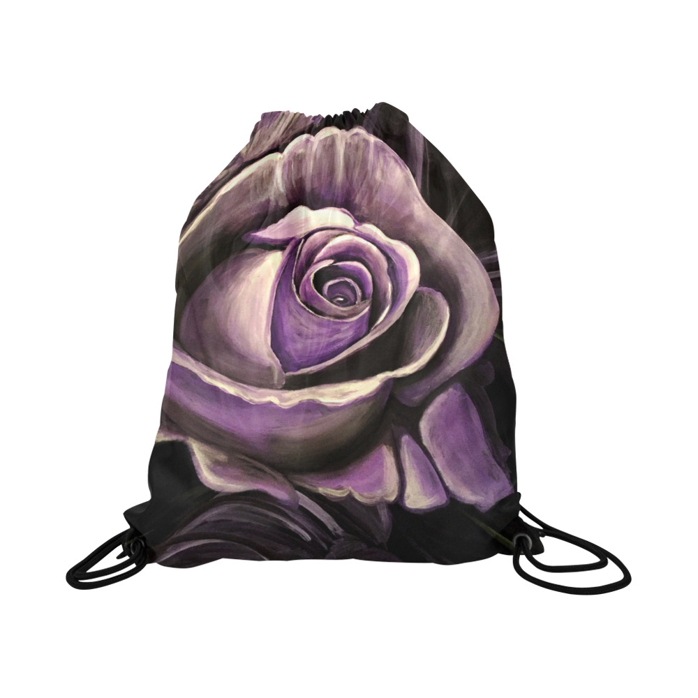 Purple Rose Large Drawstring Bag Model 1604 (Twin Sides)  16.5"(W) * 19.3"(H)