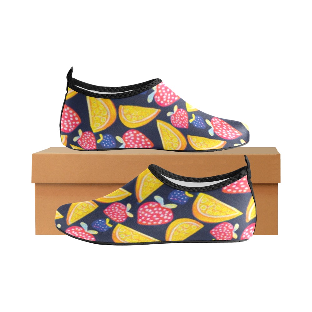 Fruit mix pattern Kids' Slip-On Water Shoes (Model 056)