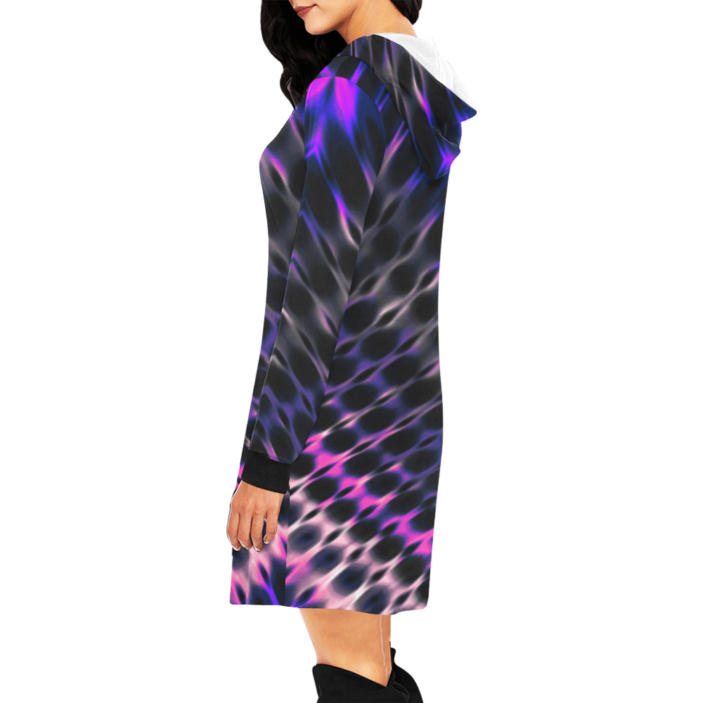 Modern Digital Hippie Tie-Dye All Over Print Hoodie Mini Dress (Model H27)