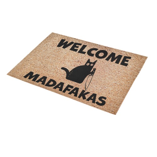 Dark Cat Welcome Madafakas Funny Azalea Doormat 30" x 18" (Sponge Material)