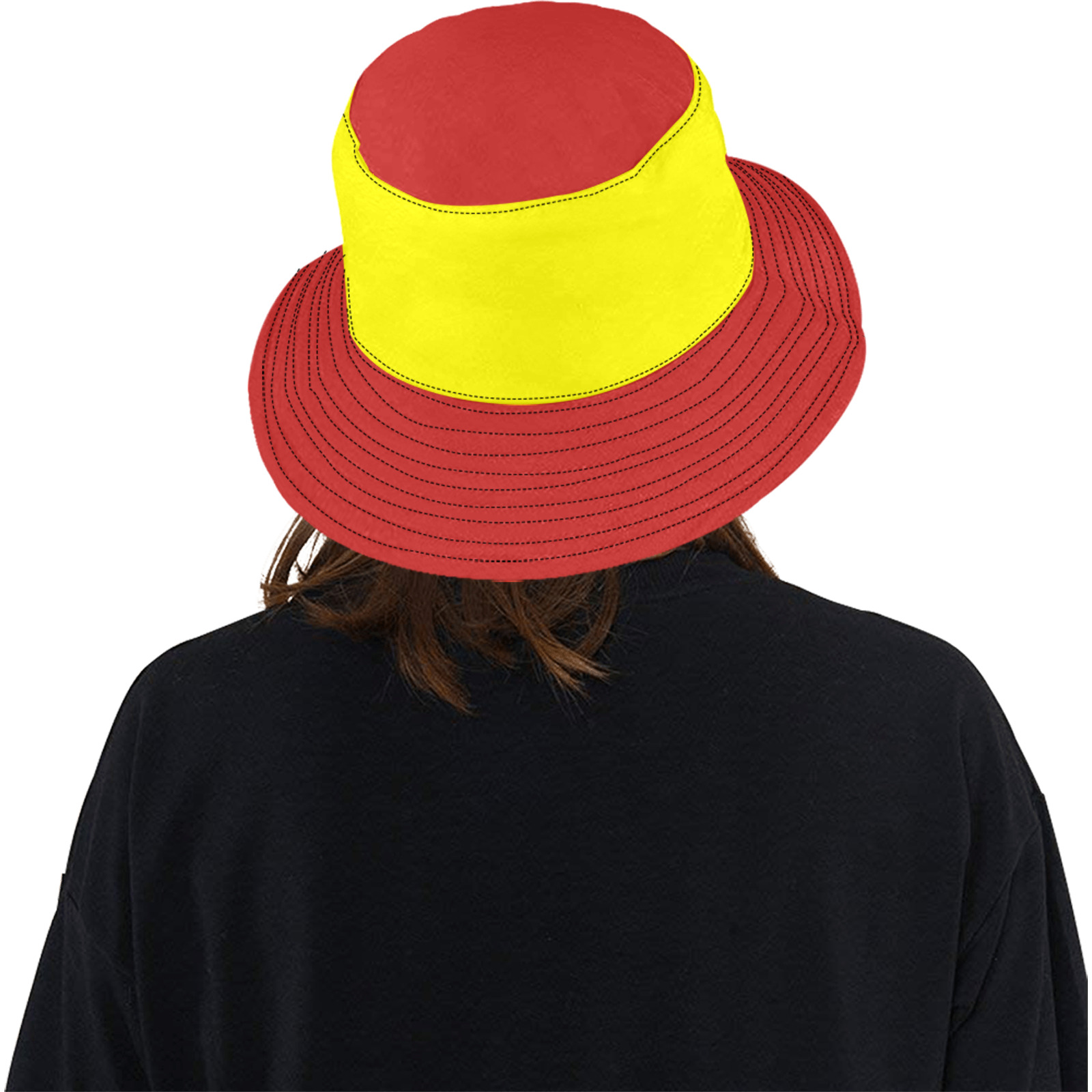 Two Tone Yellow and Red Unisex Summer Bucket Hat