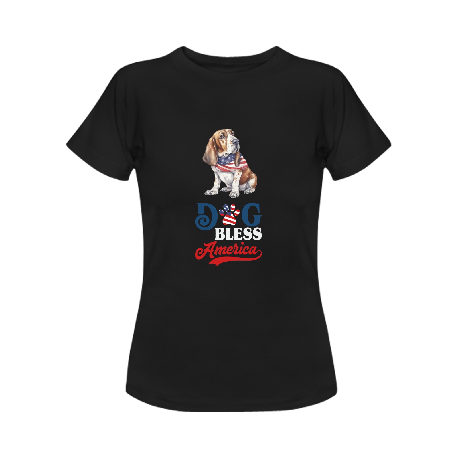 Basset Hound Dog Bless America Women's T-Shirt in USA Size (Front Printing Only)