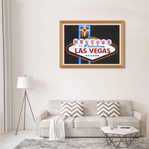 Las Vegas Welcome Sign Neon 300-Piece Wooden Photo Puzzles