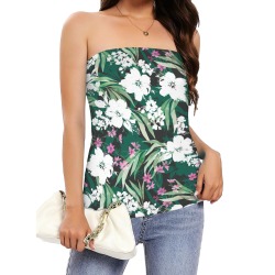 Bold Floral Oasis Women's Long Tube Top (Model T84)