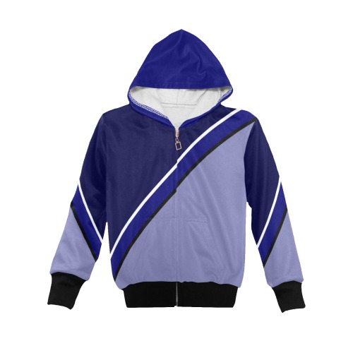 Diagonal Blue White Violet Little Boys' Zip Up Hoodie (Model H58)