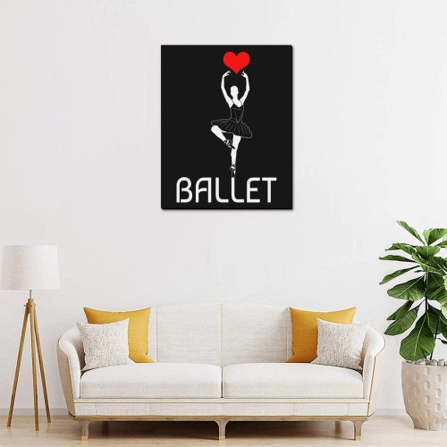 Ballerina Ballet Red Heart Beautiful Art White Fun Upgraded Canvas Print 16"x20"
