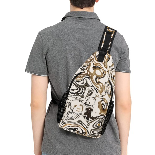 Marble Bronze Men's Casual Chest Bag (Model 1729)