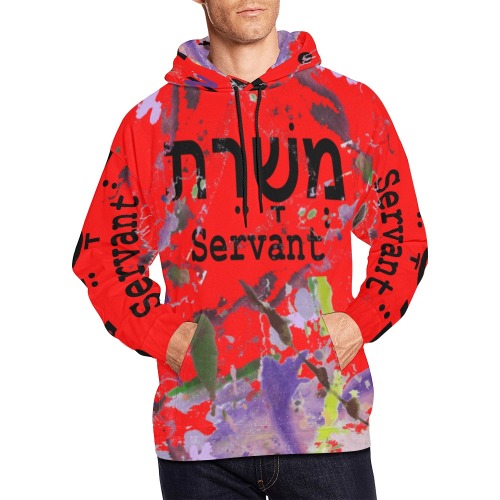 Servant Men Color Blast p Hoodie Red All Over Print Hoodie for Men (USA Size) (Model H13)