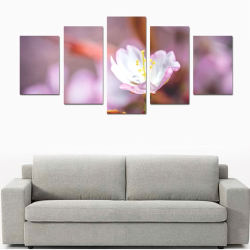 Single, elegant Sakura flowers blooming in spring. Canvas Print Sets D (No Frame)