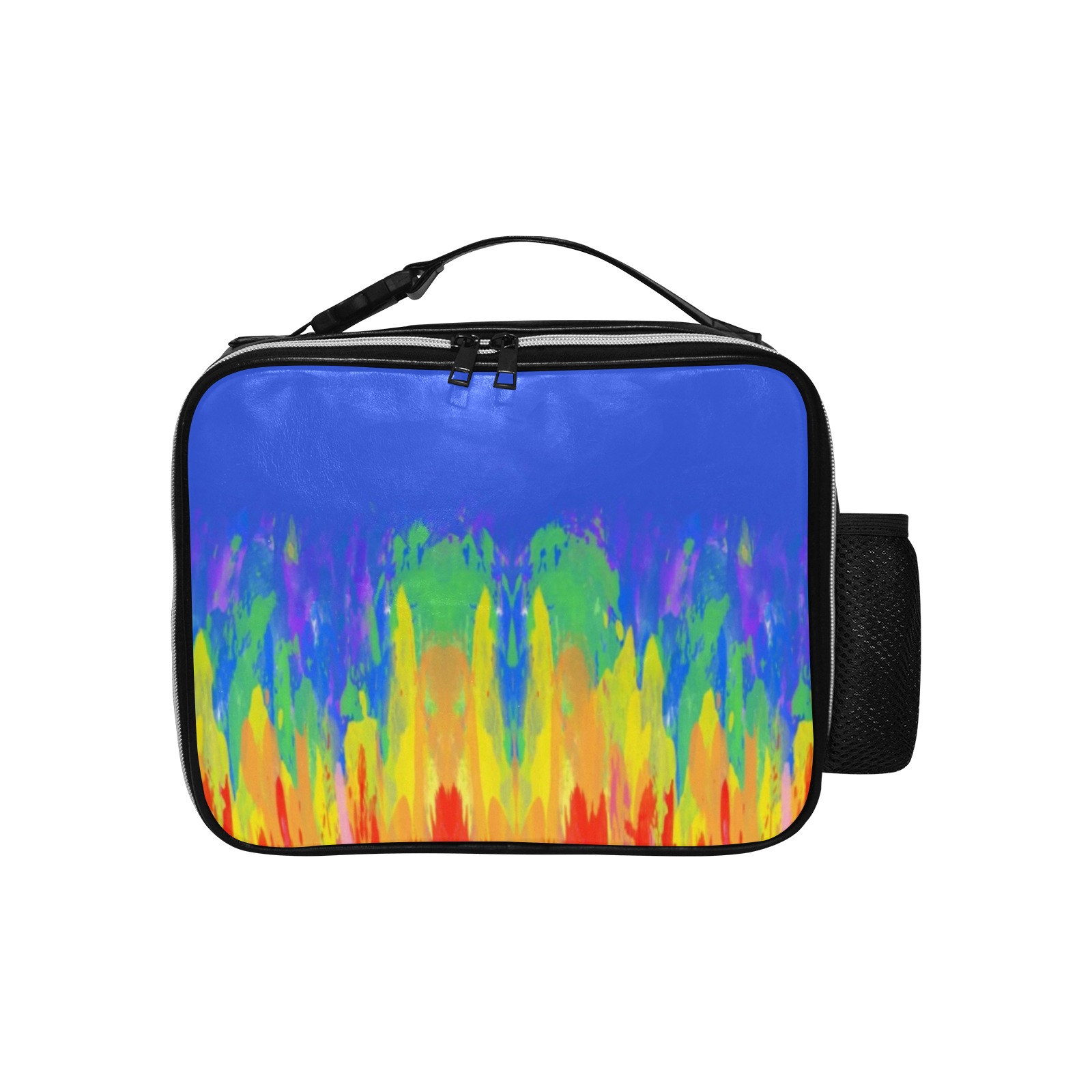 Abstract Paint Flames Blue PU Leather Lunch Bag (Model 1723)