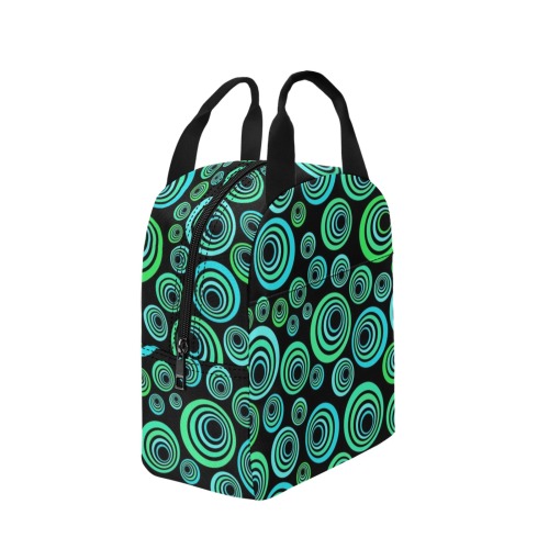 Retro Psychedelic Pretty Green Pattern Zipper Lunch Bag (Model 1720)