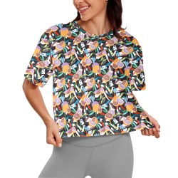 Fruits flowers and forms PD906 Women's Cropped T-shirt (Model T80)
