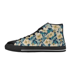 Painted Flowers Women's Classic High Top Canvas Shoes (Model 017)