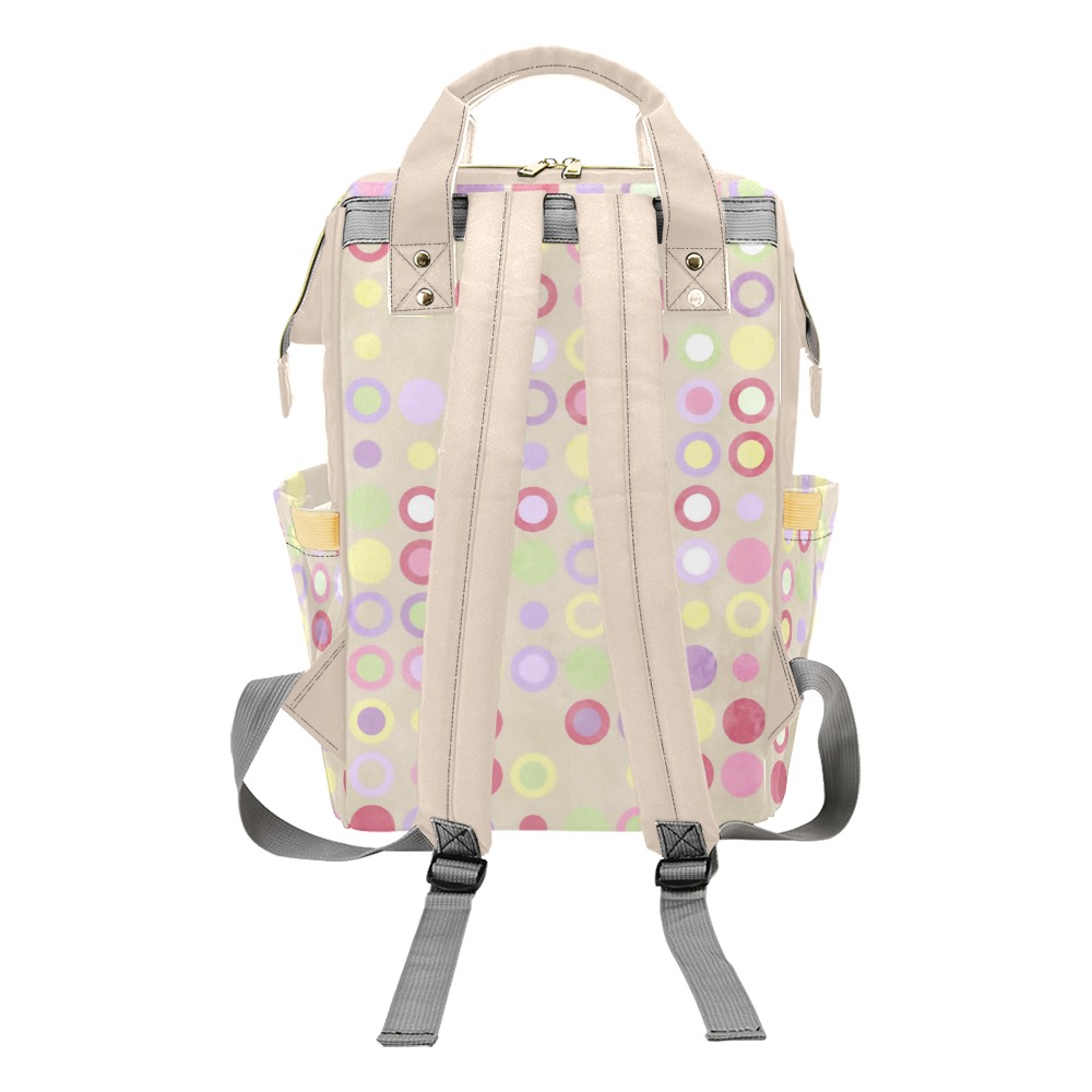 pink-polka-dots Multi-Function Diaper Backpack/Diaper Bag (Model 1688)