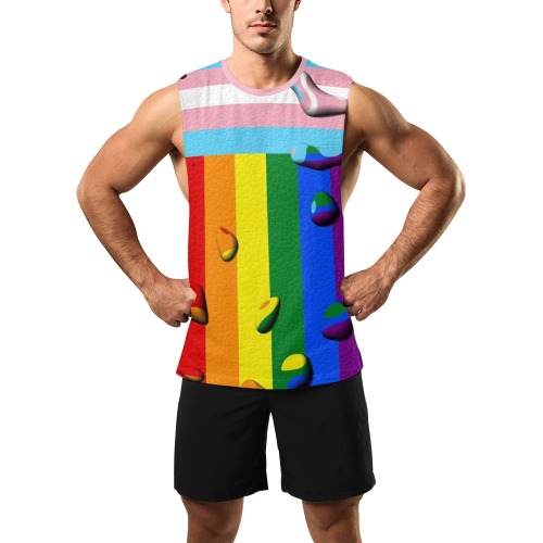 Transgender Pride Flag Pop Art by Nico Bielow Men's Open Sides Workout Tank Top (Model T72)