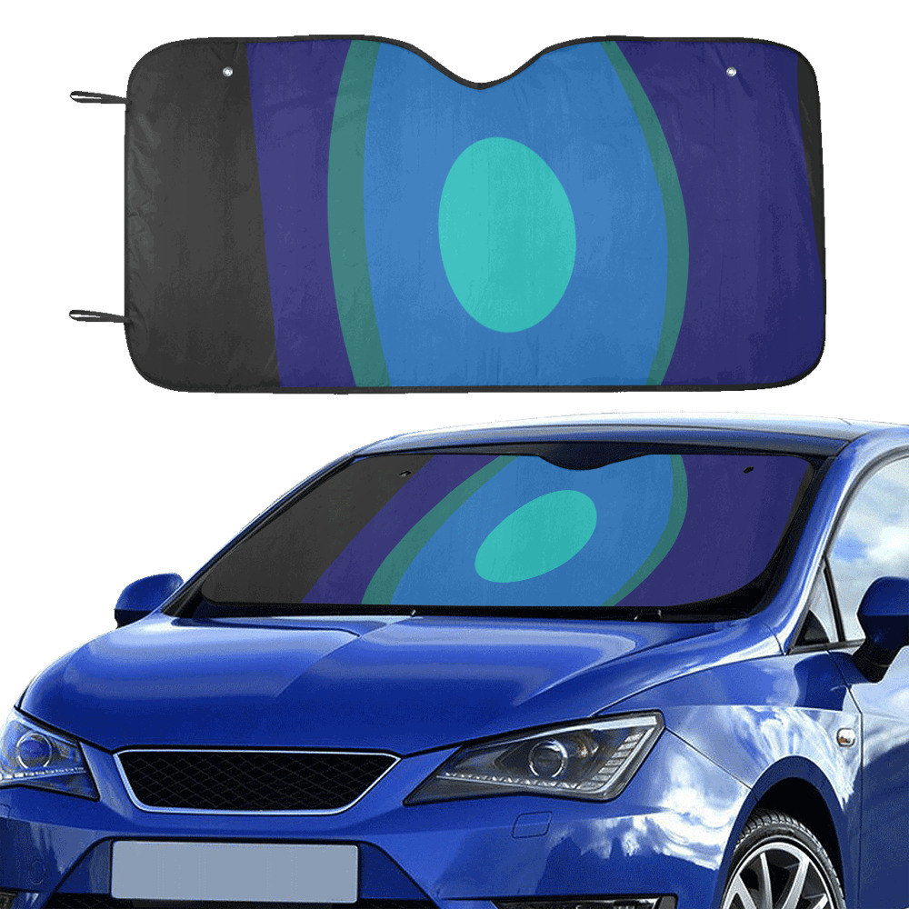 Dimensional Blue Abstract 915 Car Sun Shade 55"x30"