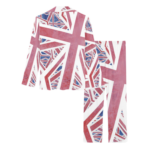 Abstract Union Jack British Flag Collage Women's Long Pajama Set