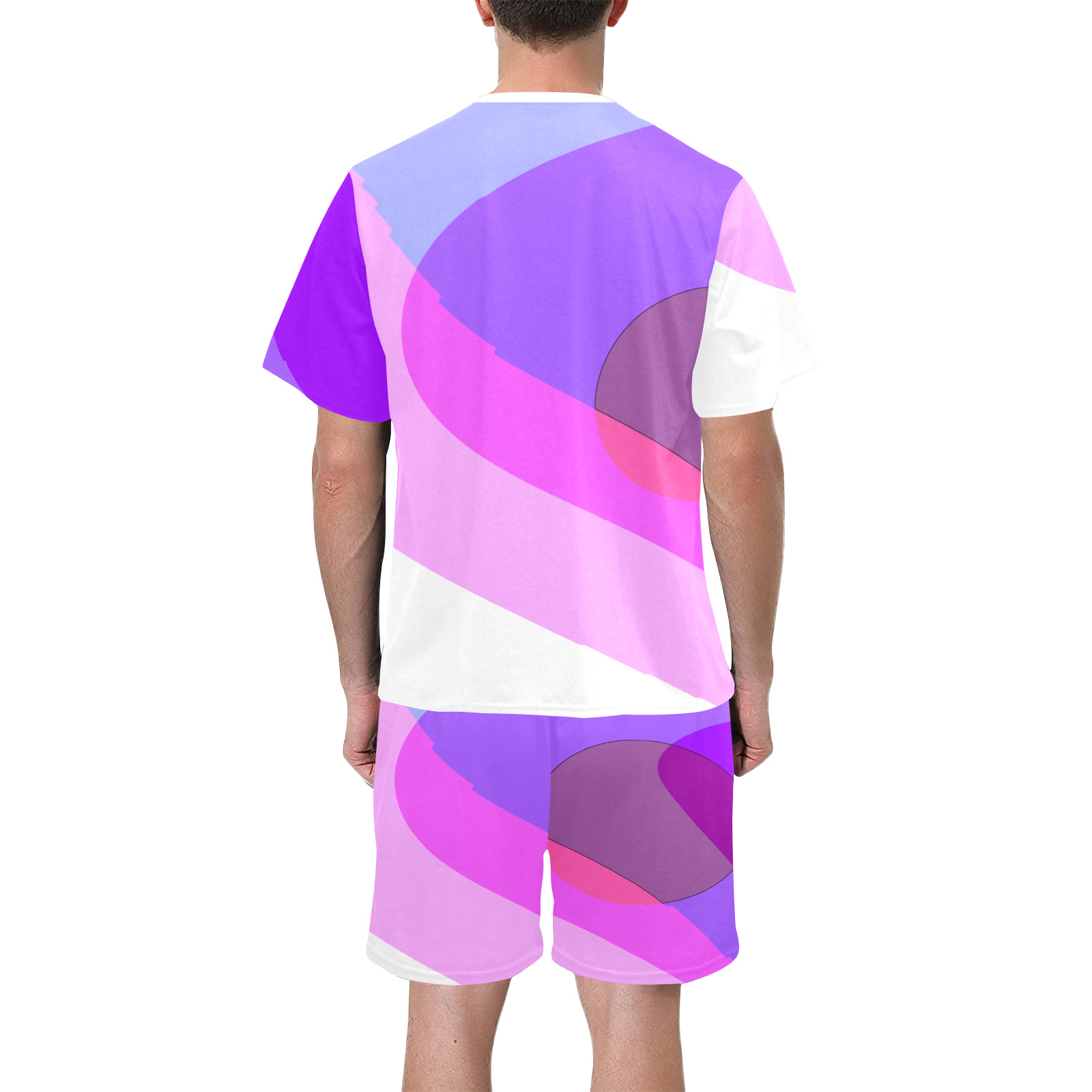 Purple Retro Groovy Abstract 409 Men's Short Pajama Set