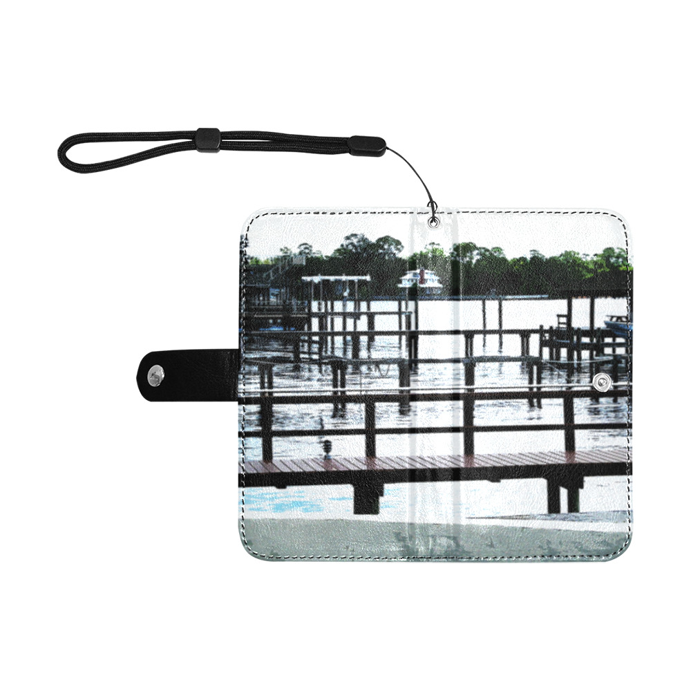 Docks On The River 7580 Flip Leather Purse for Mobile Phone/Small (Model 1704)