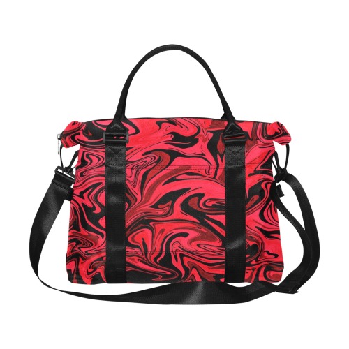 red and black marble Large Capacity Duffle Bag (Model 1715)