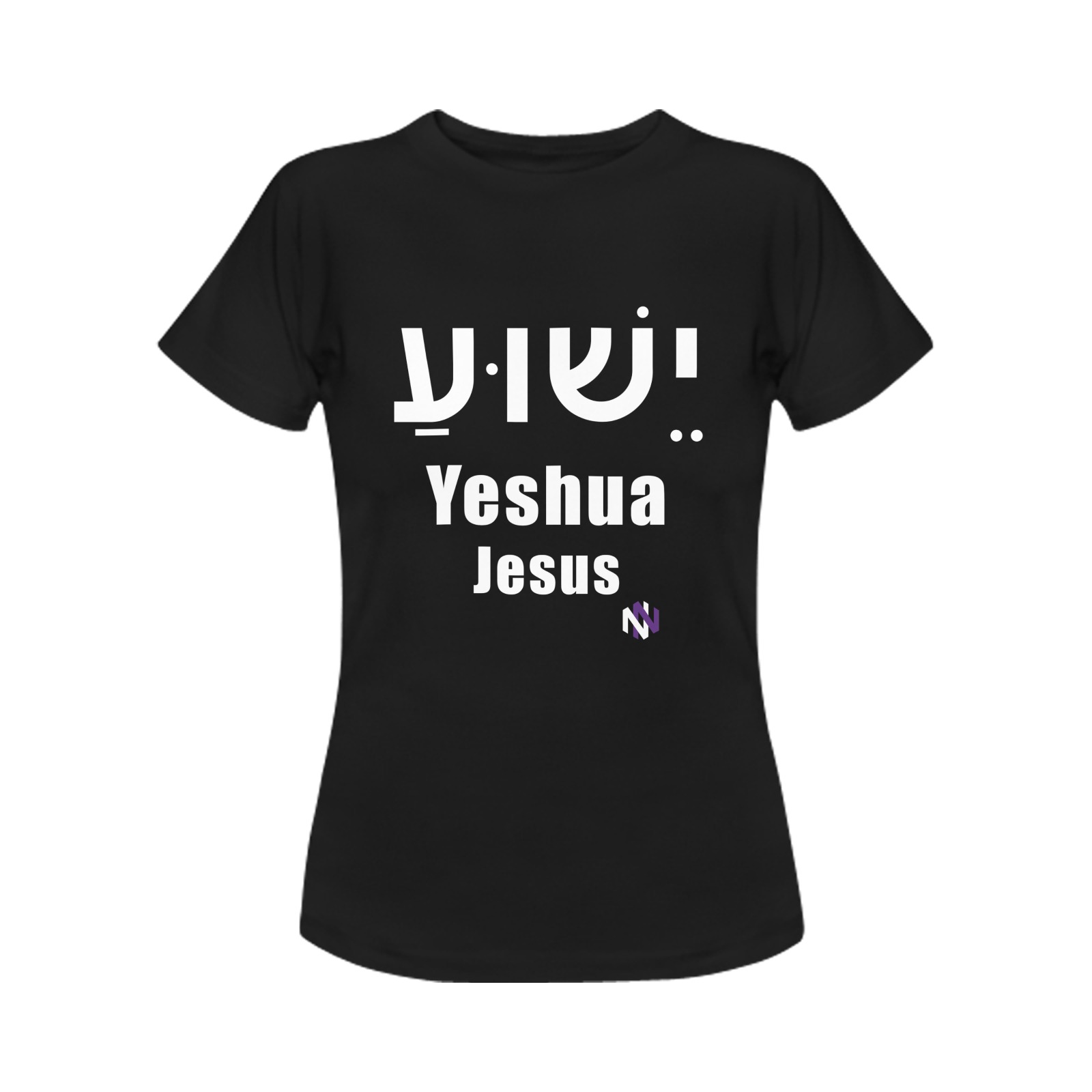 Yeshua Tee (Wh Text) Blk Women Women's T-Shirt in USA Size (Front Printing Only)