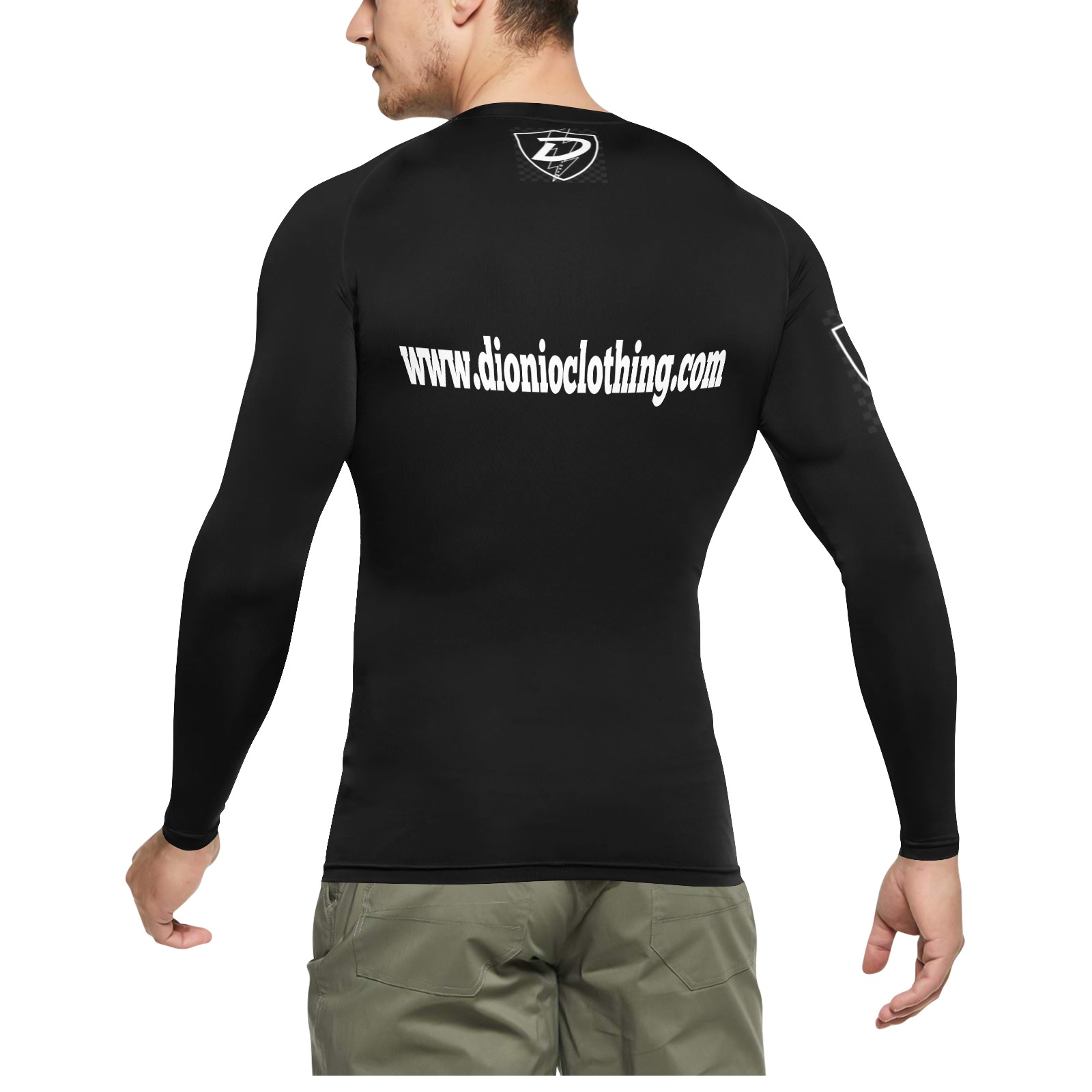 DIONIO Clothing - Black Long Sleeve Swim Shirt (Black D Shield Logo) Men's Long Sleeve Swim Shirt (Model S39)