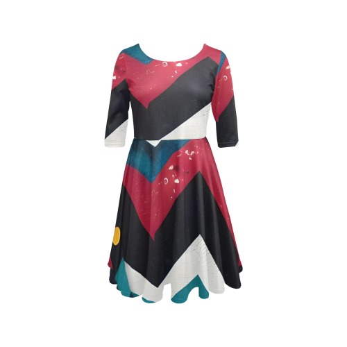 Ladies half sleeve skater dress Half Sleeve Skater Dress (Model D61)