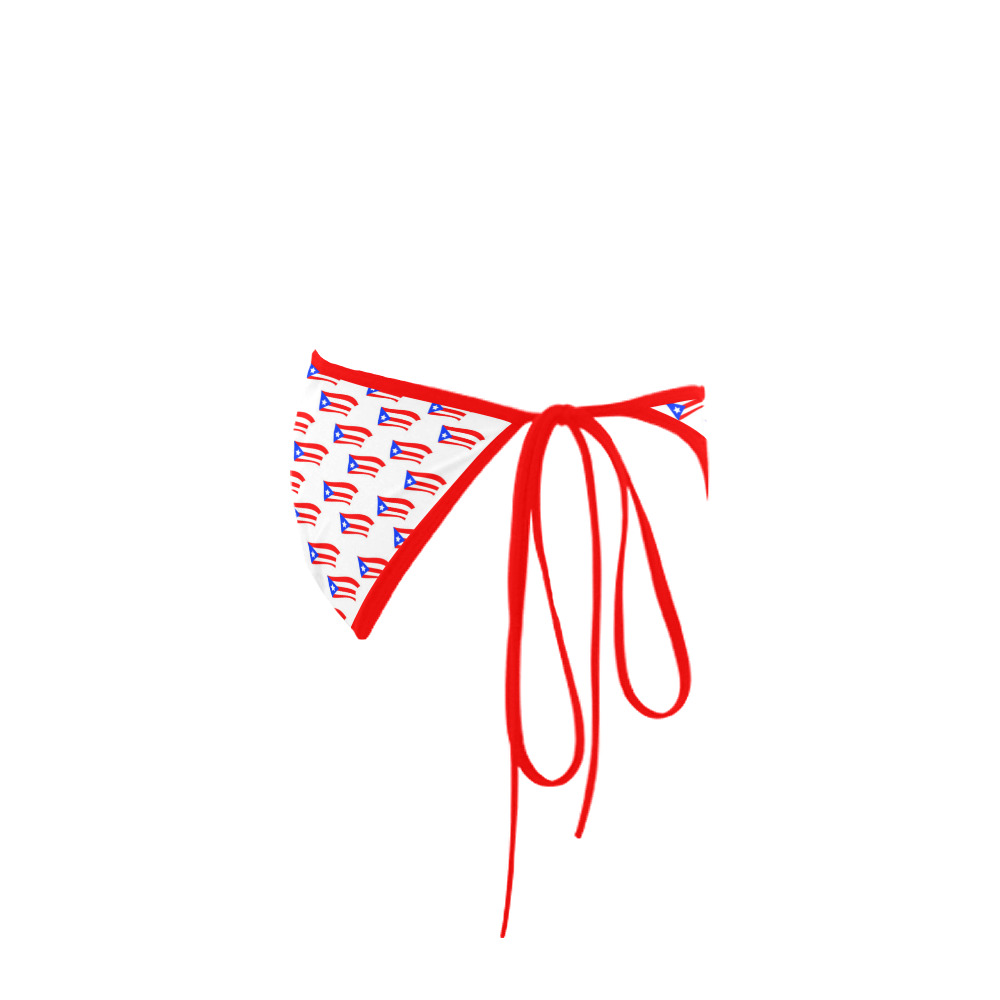 Puerto Rican Flags White Custom Bikini Swimsuit Bottom