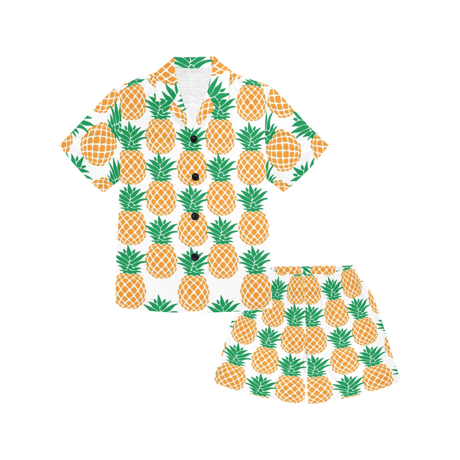 Pineapples Little Girls' V-Neck Short Pajama Set