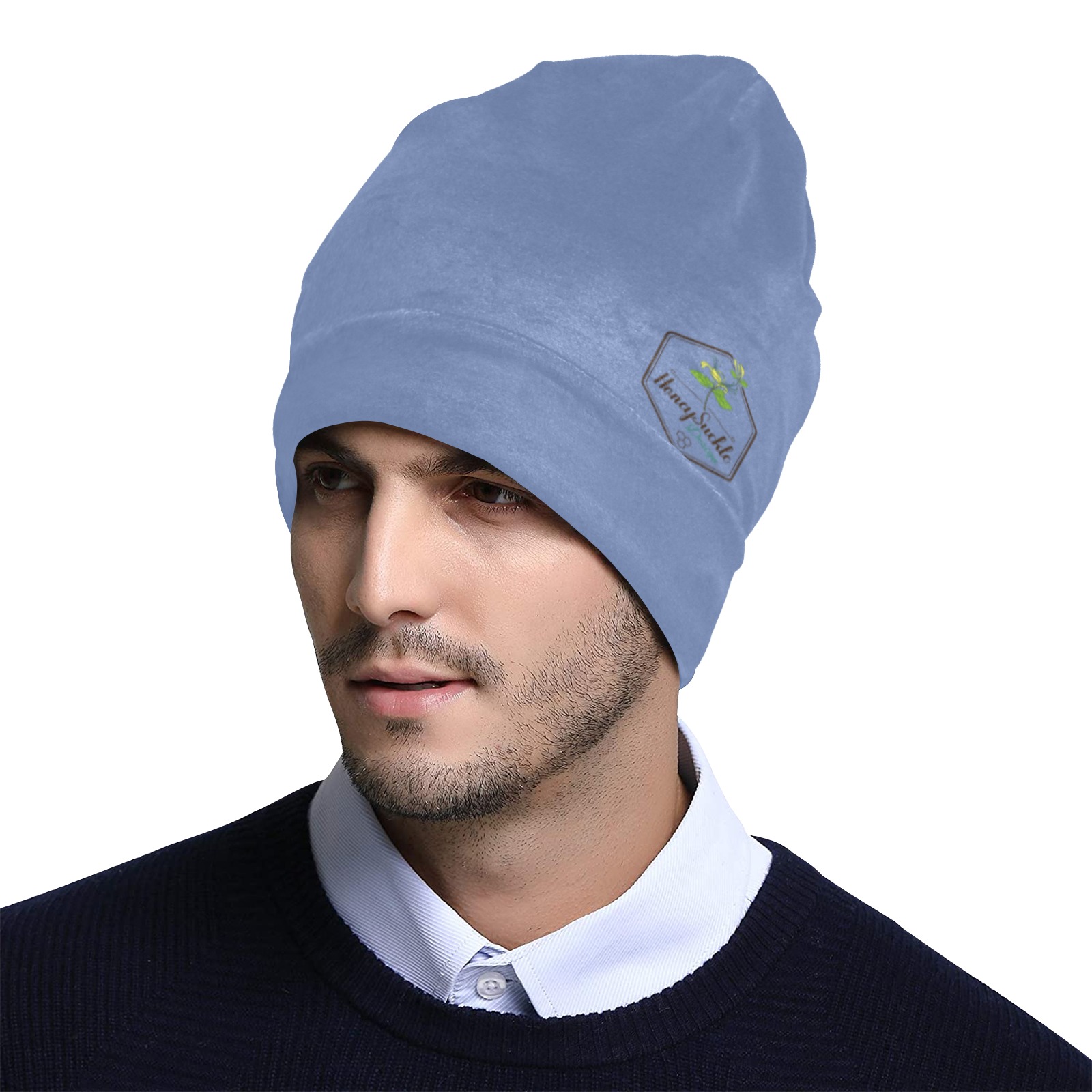 Blue Gray Beanie Collection All Over Print Beanie for Adults