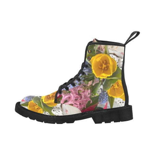Flower Bouquet Martin Boots for Women (Black) (Model 1203H)